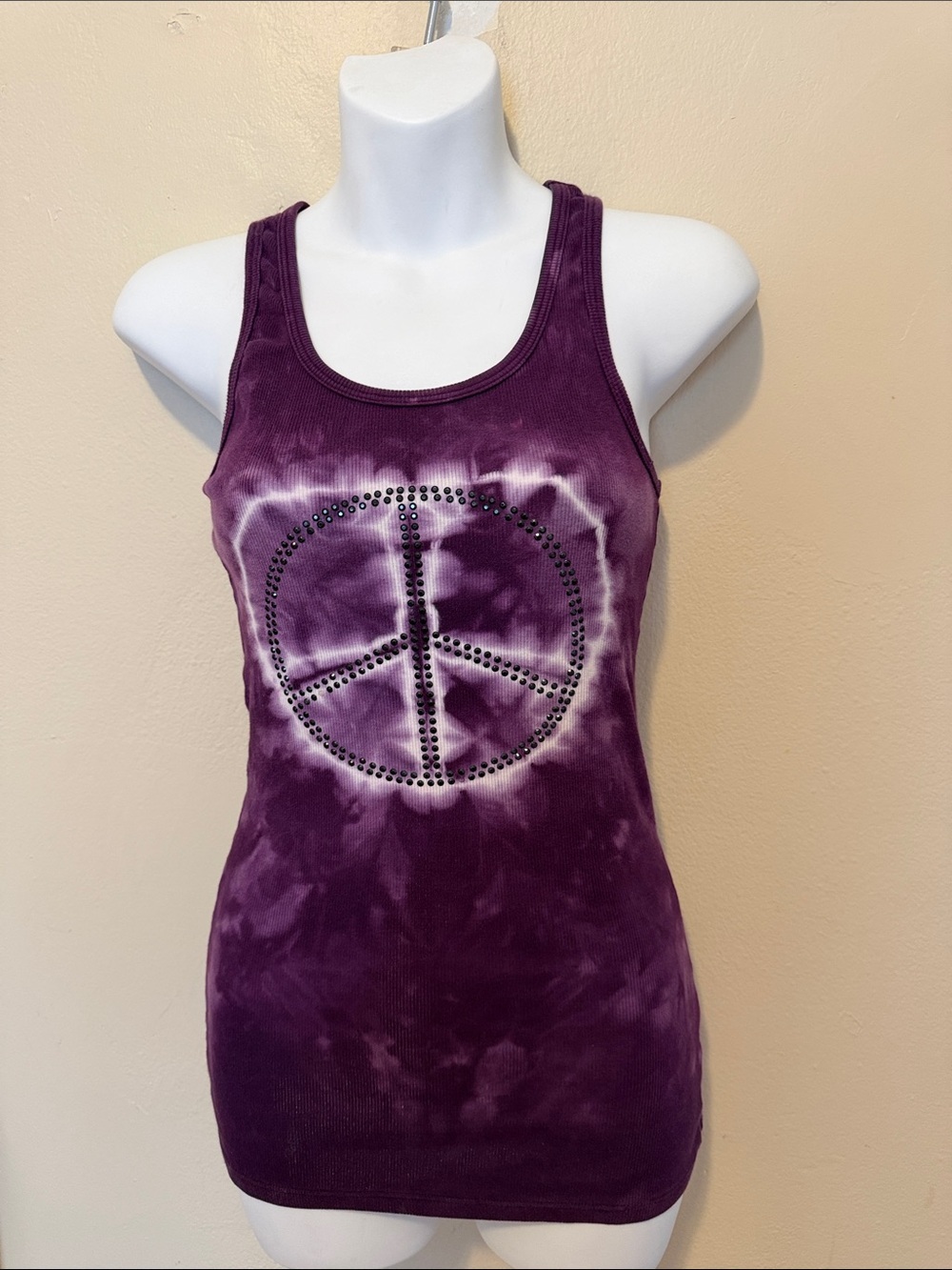 INC International Concepts Purple Tie-Dye Studded Peace Tank